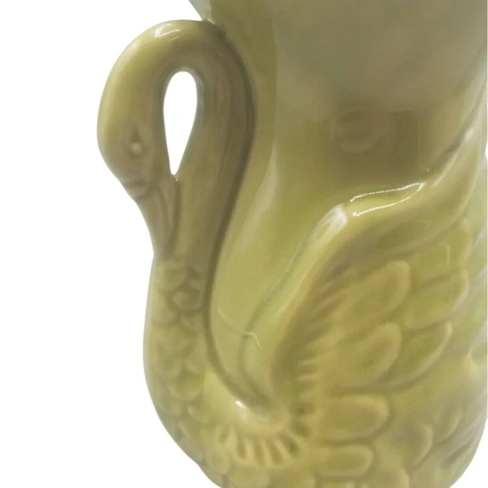 Shawnee Swan Vase Olive Green Art Pottery 6